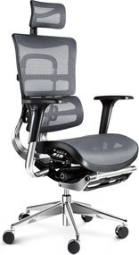 Fotel biurowy z podnóżkiem Diablo V-Master, zgodny z normą BHP, kolor czarno-szary