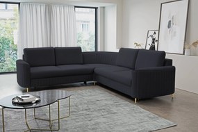 Masseno Narożnik VELA z funkcją spania i pojemnikiem na pościel Narozniki L, Rozkładana sofa - Granatowy, CASTEL 79