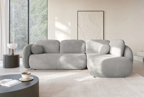 Masseno Narożnik AMICO z funkcją spania i pojemnikiem na pościel Narozniki L, Rozkładana sofa - Jasnoszary, EGON 07