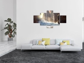 Obraz - Skały i fale oceanu (125x70 cm)