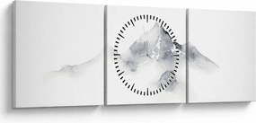 Obraz - Obraz gór namalowany tuszem (z zegarem) (90x30 cm)
