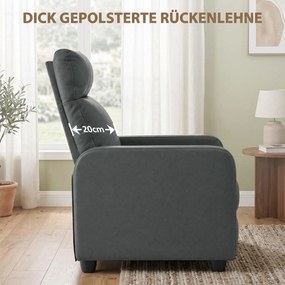 HOMCOM Fotel relaksacyjny z funkcją push-back i podnóżkiem, fotel TV z ekoskóry  Szary | Aosom PL
