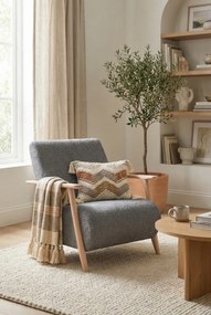 Jasnoszary fotel drewniany do czytania K7-G11