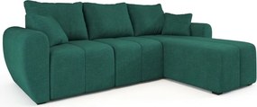 PROMOCJA Rozkładany dwustronny narożnik do L SEVIO 246x145 cm, butelkowa zieleń + 2 poduszki GRATIS II jakość