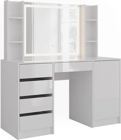 Stół toaletowy biały/biały wysoki połysk 128.2x50.1x76 sherry