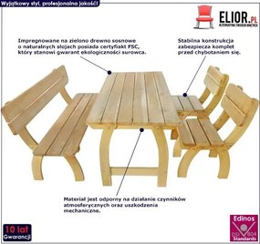 Zestaw drewnianych mebli ogrodowych Hakodi 2X - brązowy