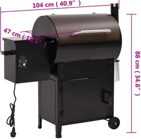 Grill na pellet z kominem czarny 104 cm B8-N99