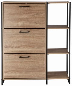 Trzydrzwiowa szafka na buty z regałem w stylu loft - Tamil 7X