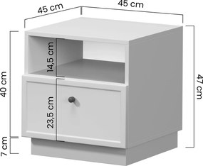 Szafka nocna Lorini z szufladą 45 cm - kaszmir / czarny uchwyt T-bar