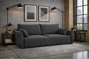 Sofa z funkcją spania i pojemnikiem, tkanina sztruksowa Poso, Szary, Zephira