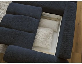 Niebieski rozkładany/ze schowkiem narożnik z materiału bouclé (lewostronny/z szezlongiem) Roxelane – Bobochic Paris