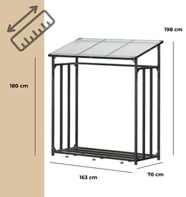 Wiata na drewno opałowe CORINA, 198x163x70 cm, antracyt/zielona Gardebruk