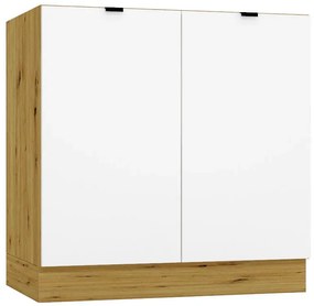 Dolna szafka kuchenna 80 cm biały + dąb artisan - Elandro 11X