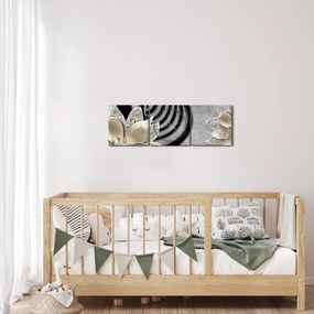 Obraz - 3D złote kwiaty (z zegarem) (90x30 cm)
