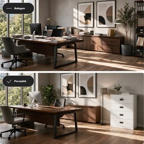 Szafa kartotekowa metalowa z 4 szufladami biała, 900x1320x600 mm: SARA XL V4