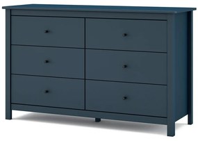 Ciemnoniebieska niska komoda z drewna sosnowego 130x80 cm Misti – Marckeric
