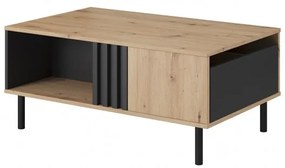 Duża komoda z lamelami oraz szufladami Madi antracyt + dąb artisan