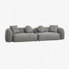 Modułowa Sofa 2-częściowa Z Tkaniny Chenille Coco Granitowo-szara Gruba Tkanina Szenilowa - Sklum