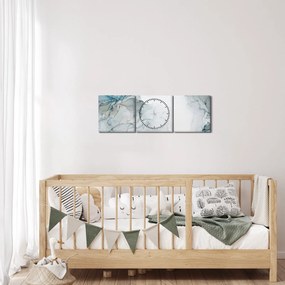 Obraz - Niebieski marmur (z zegarem) (90x30 cm)