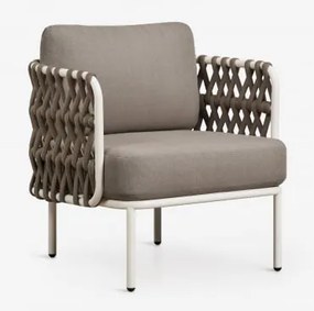 Fotel Ogrodowy Z Aluminium I Plecionego Sznurka Tevary Gardenia Biel & Tkanina W Kolorze Orzecha Laskowego - Sklum