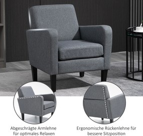 HOMCOM Fotel jednoosobowy fotel relaksacyjny krzesło jednoosobowe fotel tapicerowany drewniane nóżki tkanina lniana jasnoszary