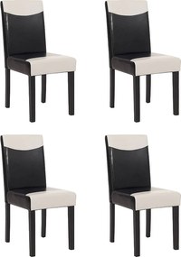 Krzesło do jadalni Littau (zestaw 4 sztuk),  imitacja skóry, czarno-białe, ciemne nogi