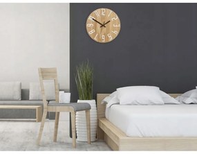 Zegar na ścianę nowoczesny drewniany z dużymi cyframi okrągły cichy loft