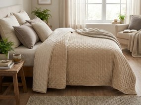 Aksamitna narzuta na łóżko ASTRALIA, beżowy Rozmiar: 200 x 220 cm