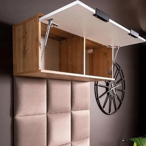 Zestaw do Przedpokoju P-012 90 cm z Szafką na Buty i Siedziskiem Biały/Dąb Artisan Tapicerowany Nowoczesny