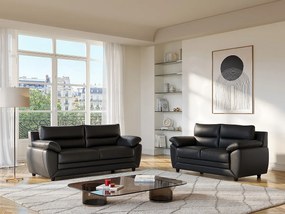 Komplet wypoczynkowy 3+2 MANOA z ekoskóry - Czarny