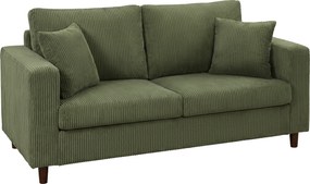 HOMCOM Sofa dwuosobowa ze sztruksu z szerokim głębokim siedziskiem i wkładem sprężynowym, zielona | Aosom PL
