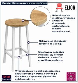 Wysoki skandynawski taboret dąb + biały R3-G10