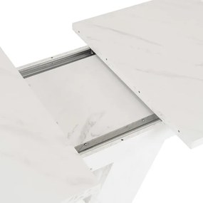 Stół Prostokątny Rozkładany CLARK 120-160 cm Biały Marmur Nowoczesny