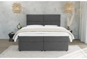 Ciemnoszare łóżko boxspring ze schowkiem 140x200 cm Rico – Ropez