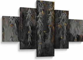 Obraz - Gałązki wierzby na czarnym tle (125x70 cm)