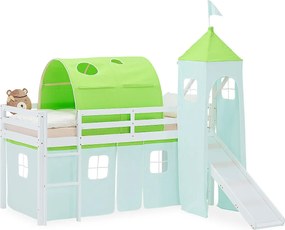Łóżko piętrowe dla dzieci 90x200 cm Białe Zielone