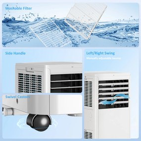 HOMCOM Przenośny klimatyzator 9000 BTU, 4-w-1 z chłodzeniem, osuszaczem, wentylatorem, trybem nocnym | Aosom PL