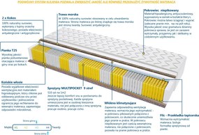 Materac Rotterdam Trawa Multipocket - Rozmiar: 200x225 cm, Wysokość: 19 cm