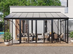 Weranda z aluminium i poliwęglanu odporna na UV - 15,8 m² - antracytowy - MATHILDA