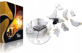 Zegar ścienny cichy nowoczesny do salonu lub sypialni akrylowy z motylami