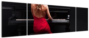 Obraz kobiety grającej na pianinie (170x50 cm)