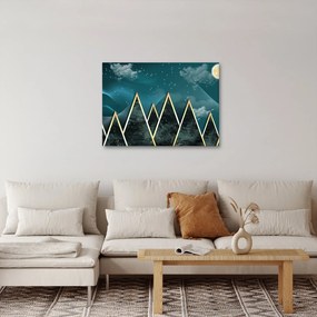 Obraz - Księżyc w pełni nad złotymi górami (70x50 cm)