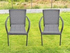 Komplet 2 krzeseł ogrodowych szary technorattan