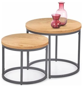ZESTAW 2x Stolik konferencyjny OREO pr. 43/53 cm antracyt/złoty dąb