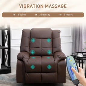 HOMCOM Fotel masujący do relaksu brązowy ze sztucznej skóry wygodny i komfortowy | Aosom PL