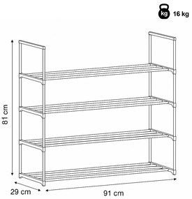 Szafka na buty GD-406 BK, metal, czarna
