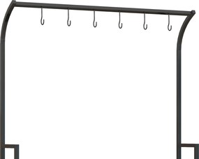 Outsunny Stojak na kwiaty, 3 poziomy, 6 haków, Wewnątrz i Na Zewnątrz, Metalowa rama, 170W x 110Dł x 50S cm, Czarny