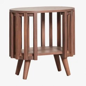 Zestaw 2 Owalnych Stolików Nocnych 50x35 Cm Z Drewna Akacjowego Dragor Ciemny Akacjowy Brąz - Sklum