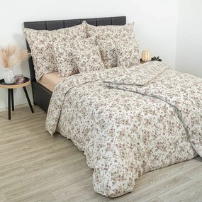 Kvalitex Pościel krepa Kvítí beżowa, 200 x 200 cm, 2 szt. 70 x 90 cm