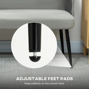 HOMCOM 2-osobowa sofa, nowoczesna tapicerowana kanapa z metalowo-drewnianą ramą, tapicerka o welurowym wyglądzie, Grau